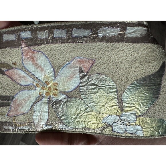 Vintage Soft Leather Belt w/ Ceramic Buckle Hand Painted 1980’s Bohemian Floral - Picture 7 of 9